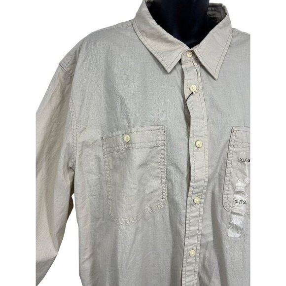 Calvin Klein Mens Tan Button-Up Shirt XL Extra Large Long Sleeve Collar New - Picture 4 of 9